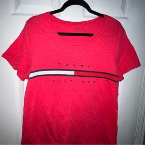 Tommy Hilfiger womens hot pink embroidered classic logo tee size large